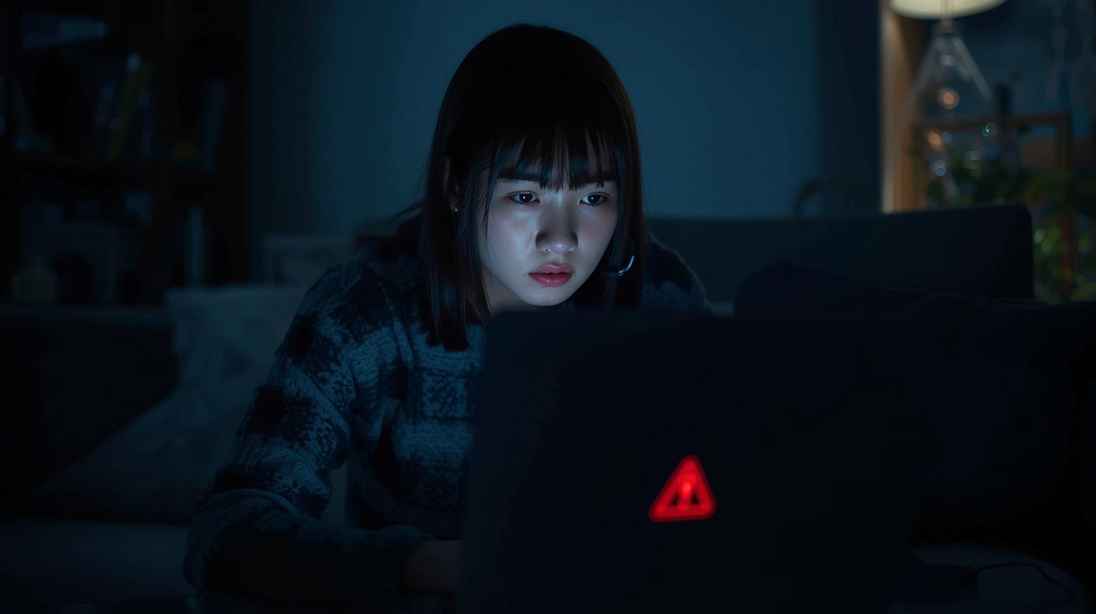 Fake tech-support popup alert on laptop screen